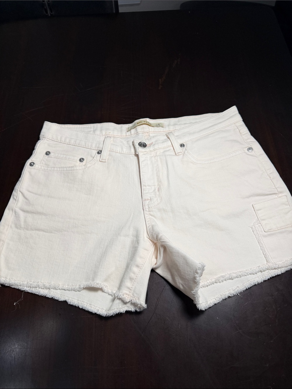 Big Star Cream Denim Cargo Shorts